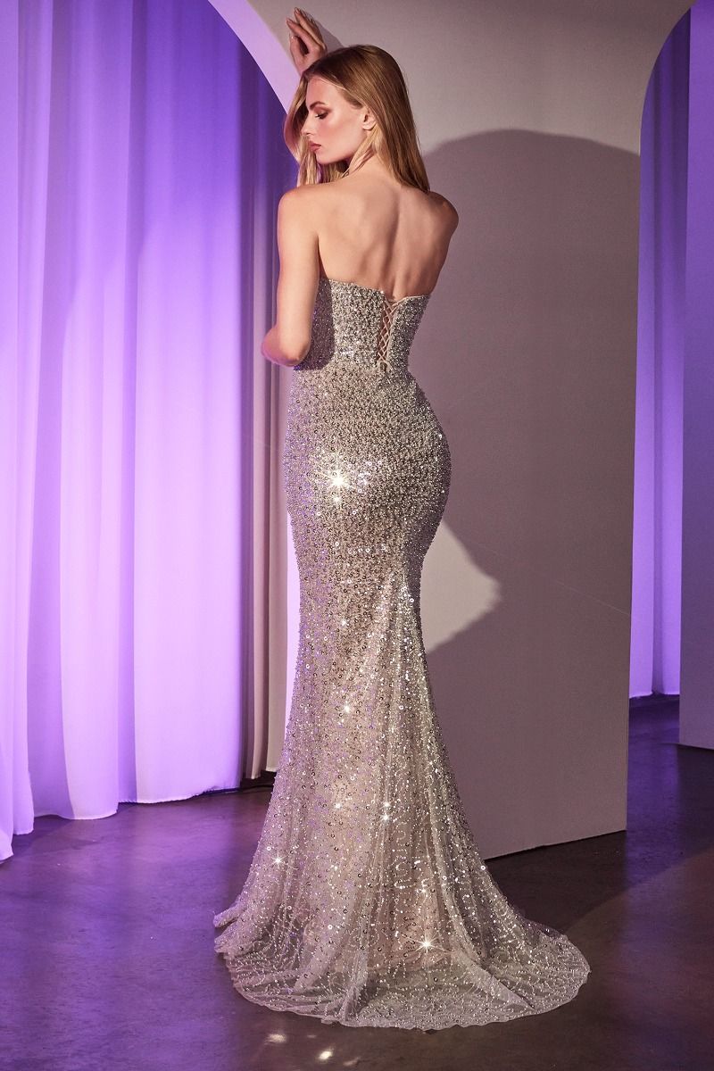 Fully Beaded Strapless Gown