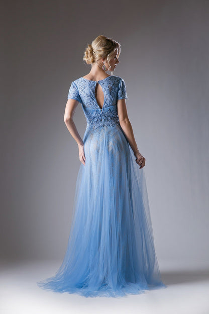 Beaded Lace A - Line Gown