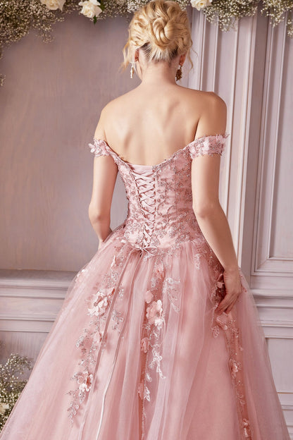 Off The Shoulder Layered Tulle Ball Gown