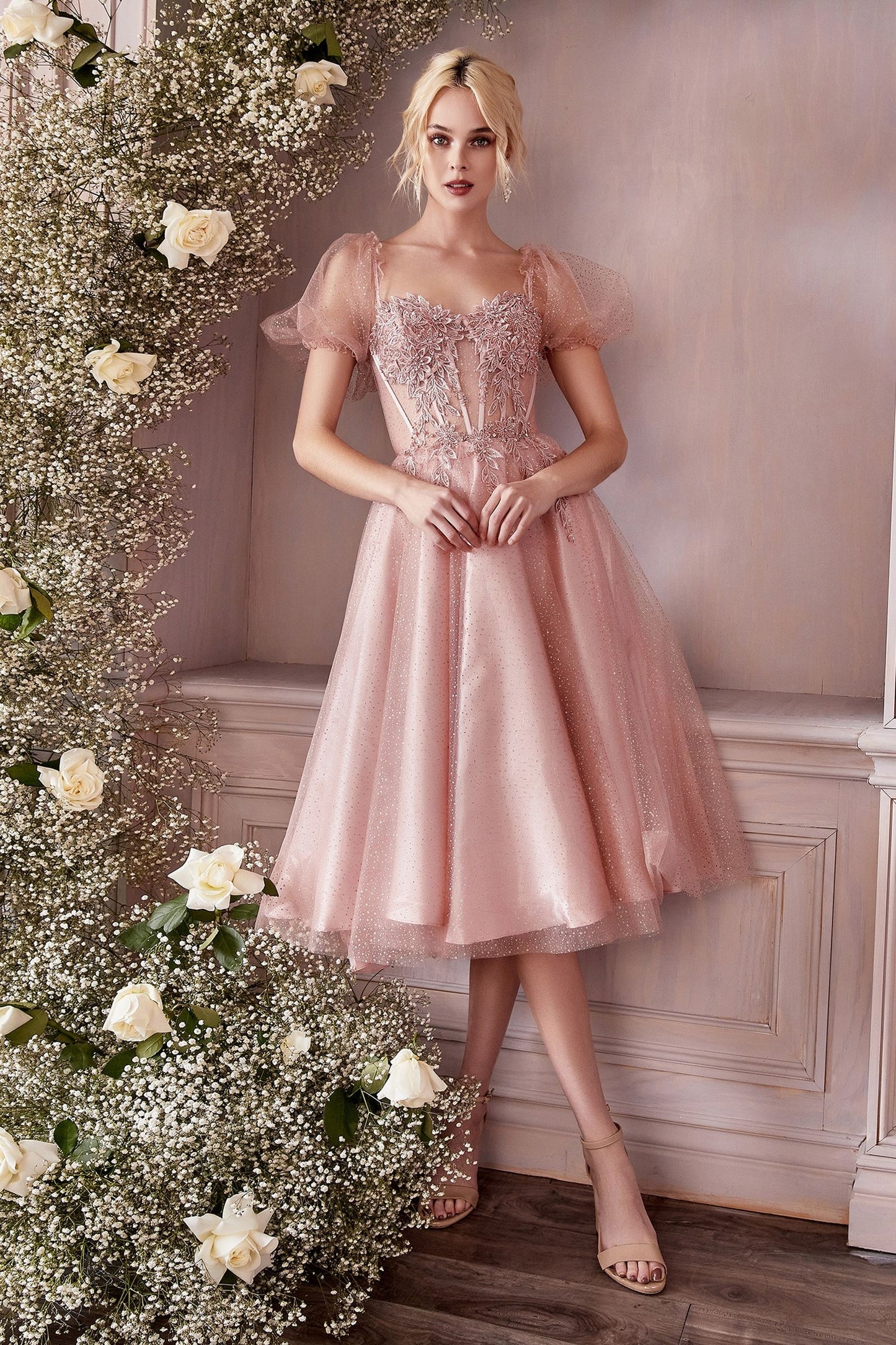 Tea Length Layered Tulle Dress