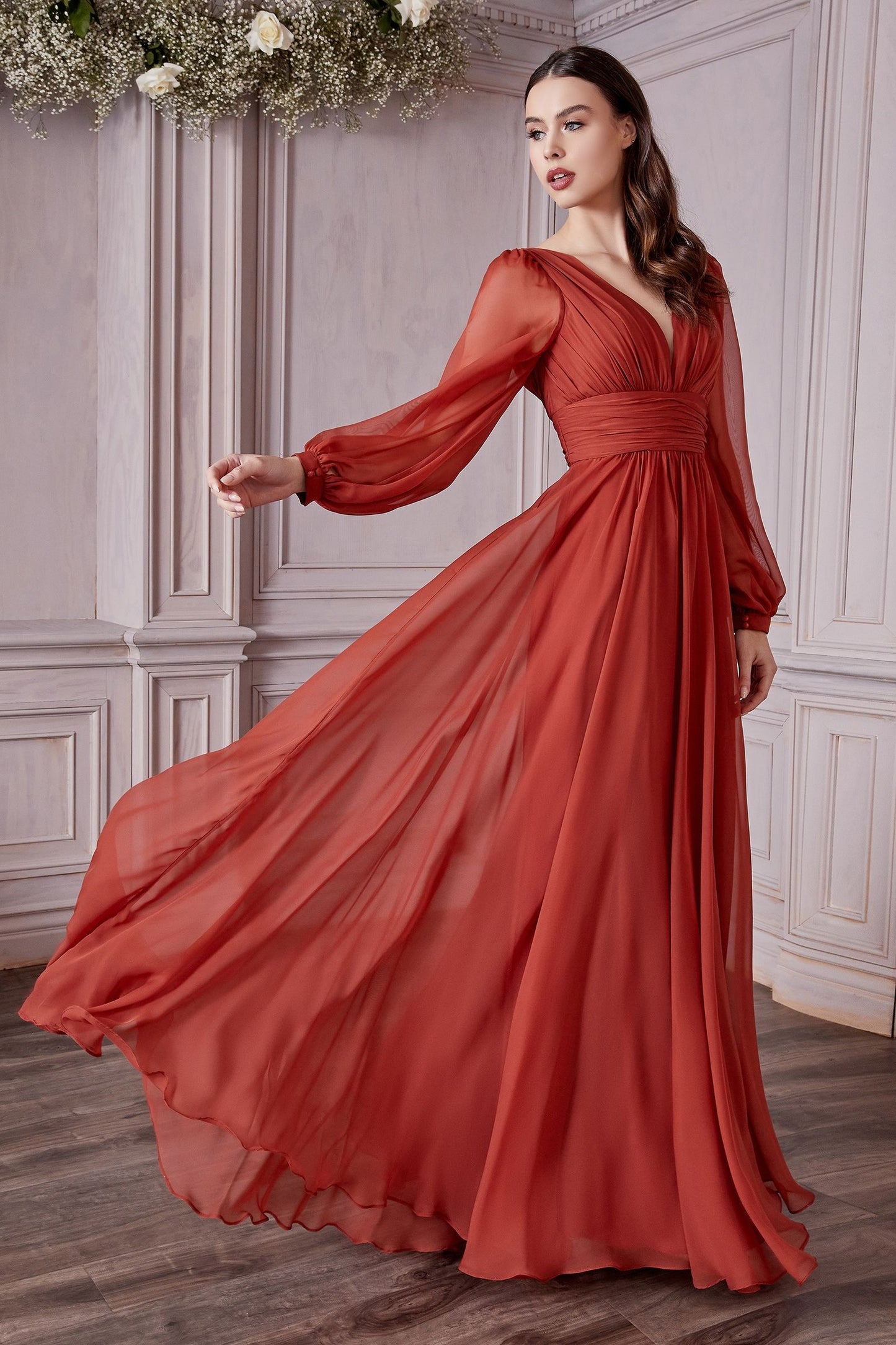 Long Sleeve Chiffon Dress