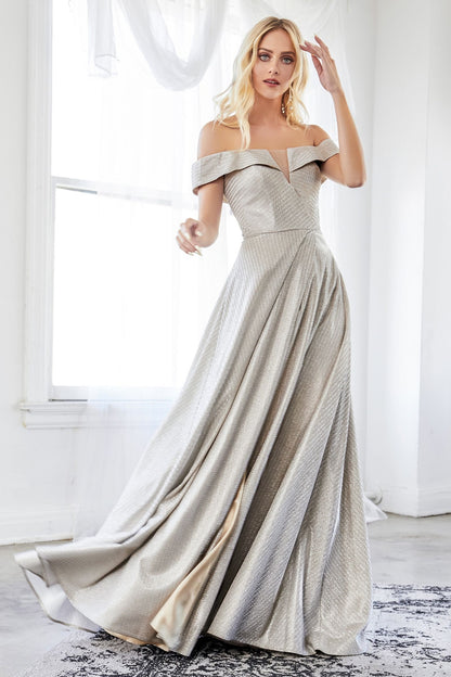 Metallic A-Line Gown