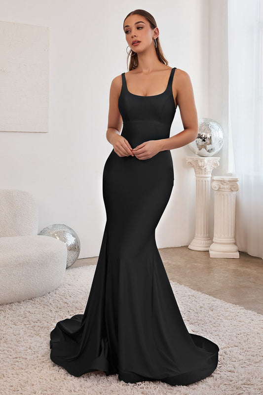 Stretch Mermaid Gown With Lace Up Back