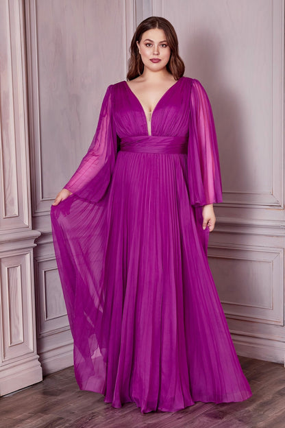 Long Sleeve Chiffon Gown