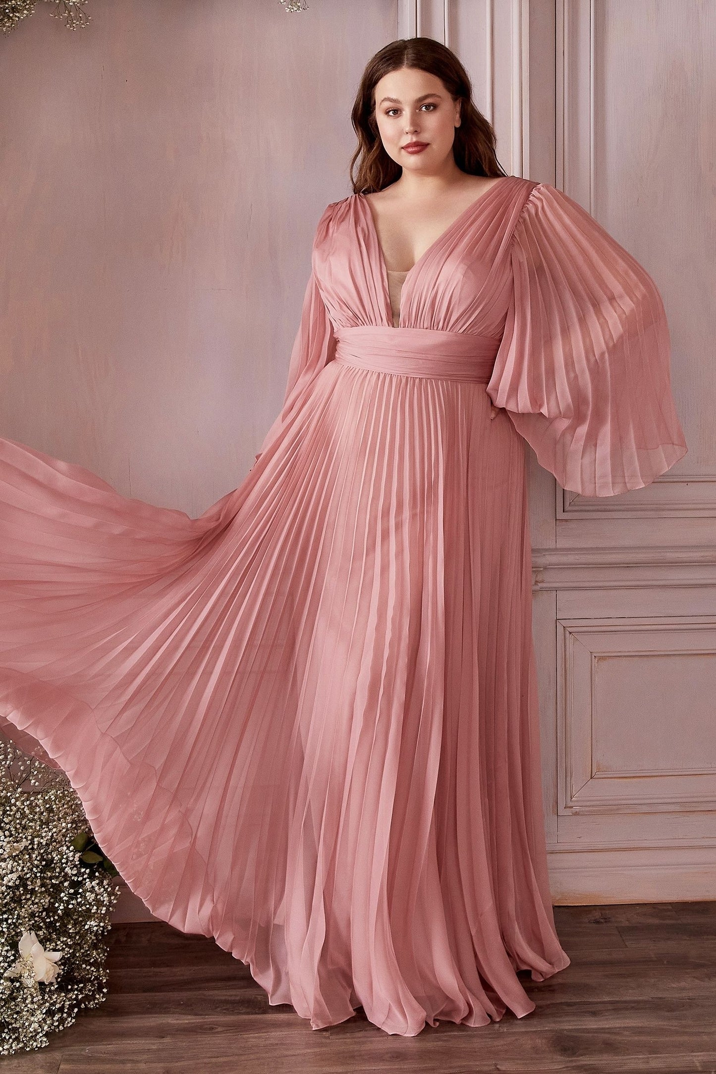 Long Sleeve Chiffon Gown