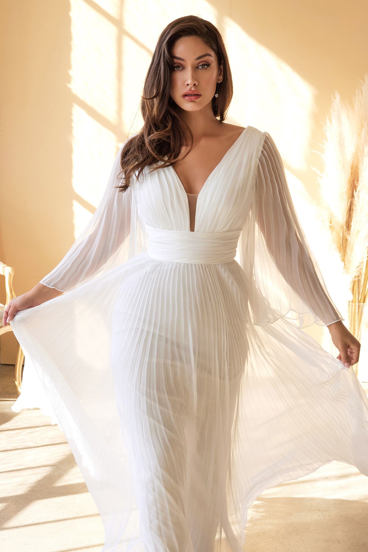 Pleated Chiffon Bridal Gown