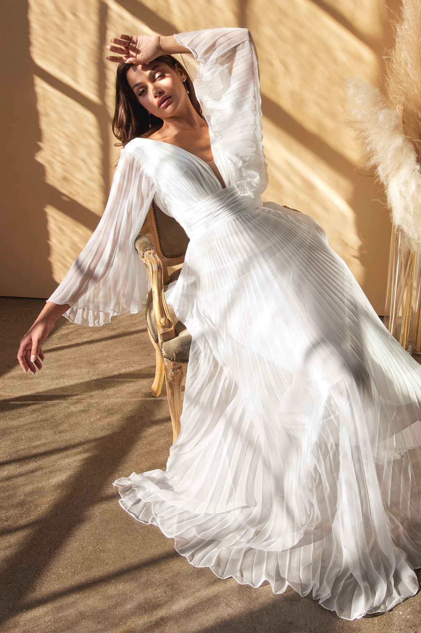 Pleated Chiffon Bridal Gown