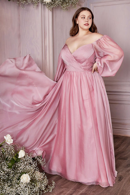 Long Sleeve A-Line Chiffon Dress