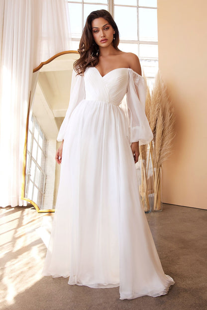 Sweetheart Sheer Sleeve Chiffon Dress