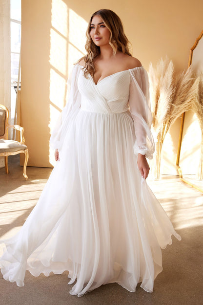 Plus Size Sweetheart Sheer Sleeve Chiffon Dress