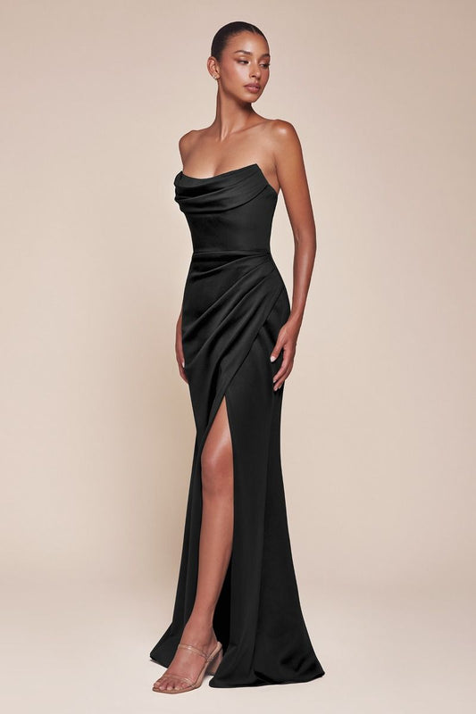 Strapless Neoprene Fitted Gown