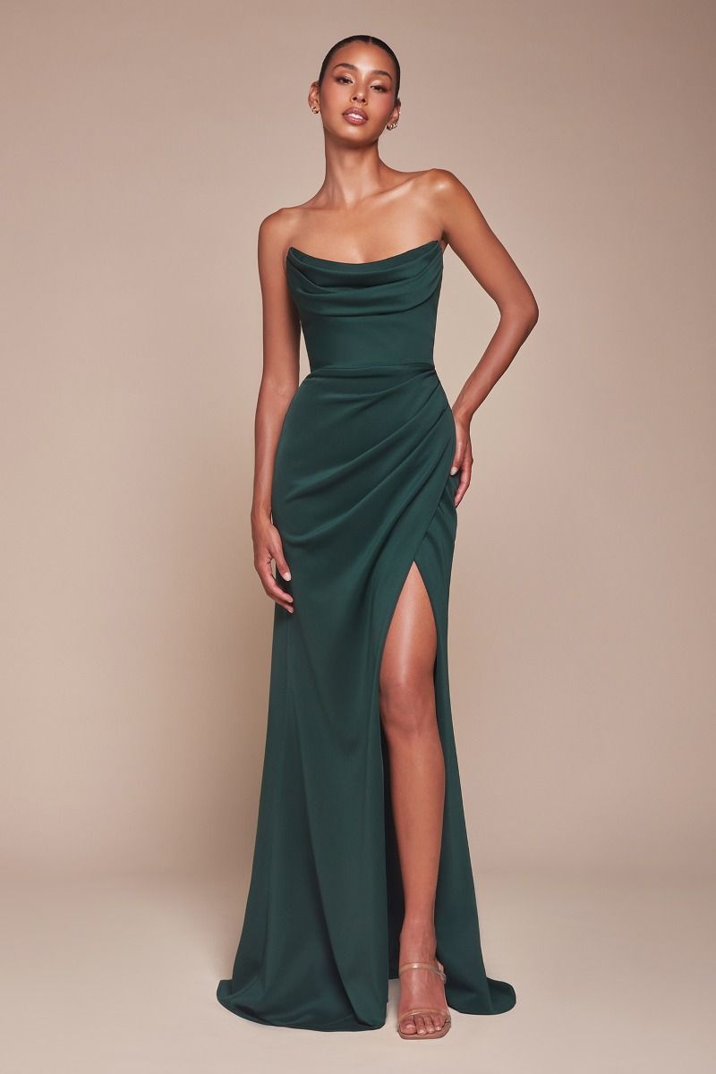 Strapless Neoprene Fitted Gown