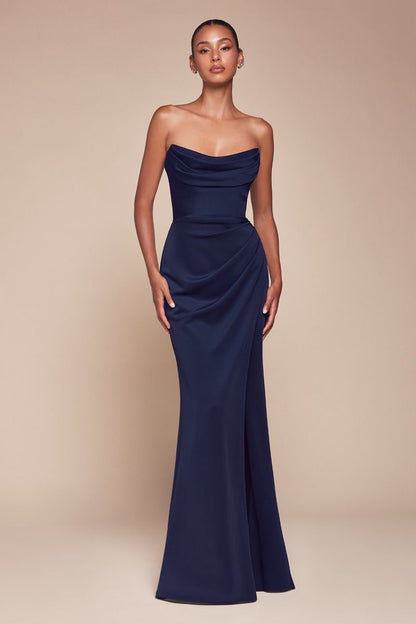 Strapless Neoprene Fitted Gown