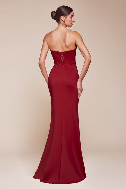 Strapless Neoprene Fitted Gown