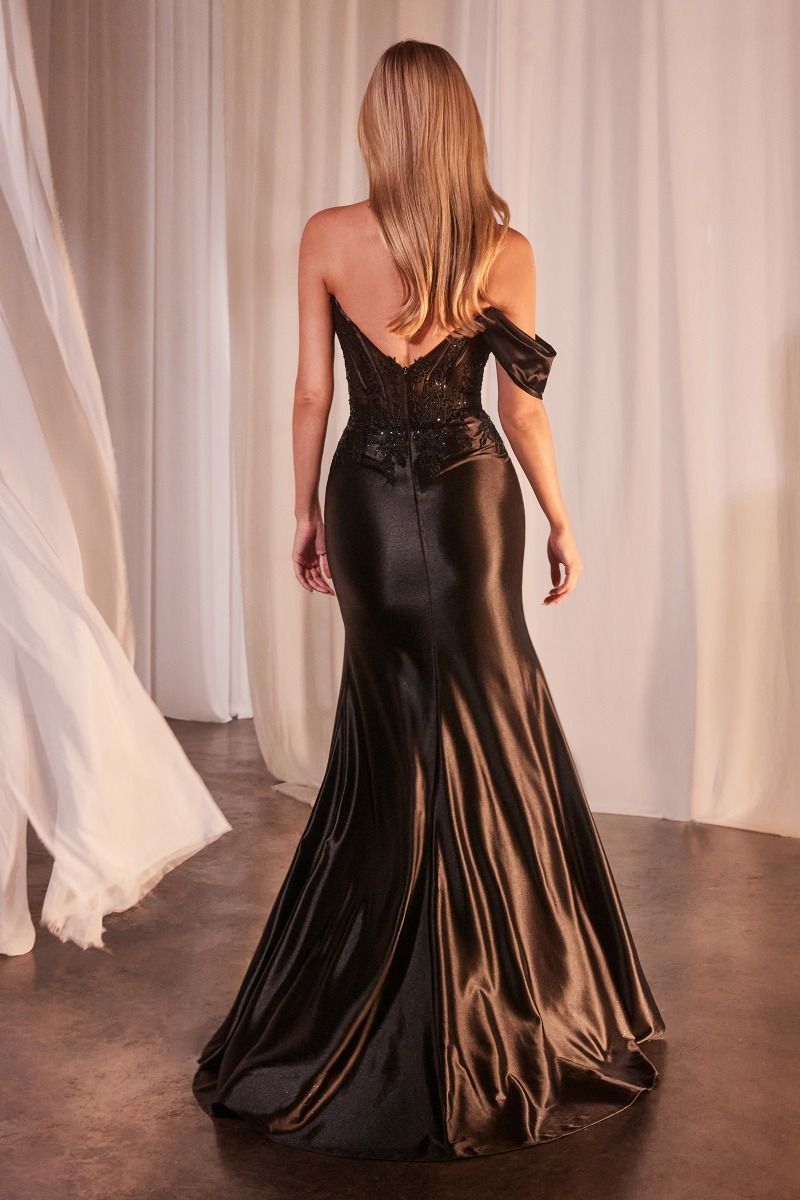 Lace & Satin Fit & Flare Gown