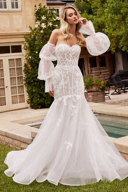 Strapless Mermaid Wedding Dress & Removable Sleeves