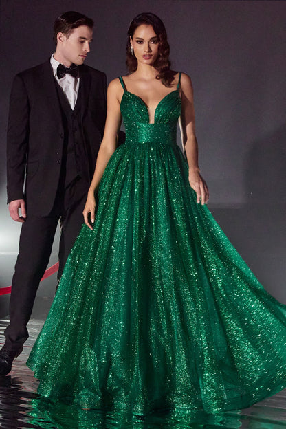 Layered Glitter Ball Gown