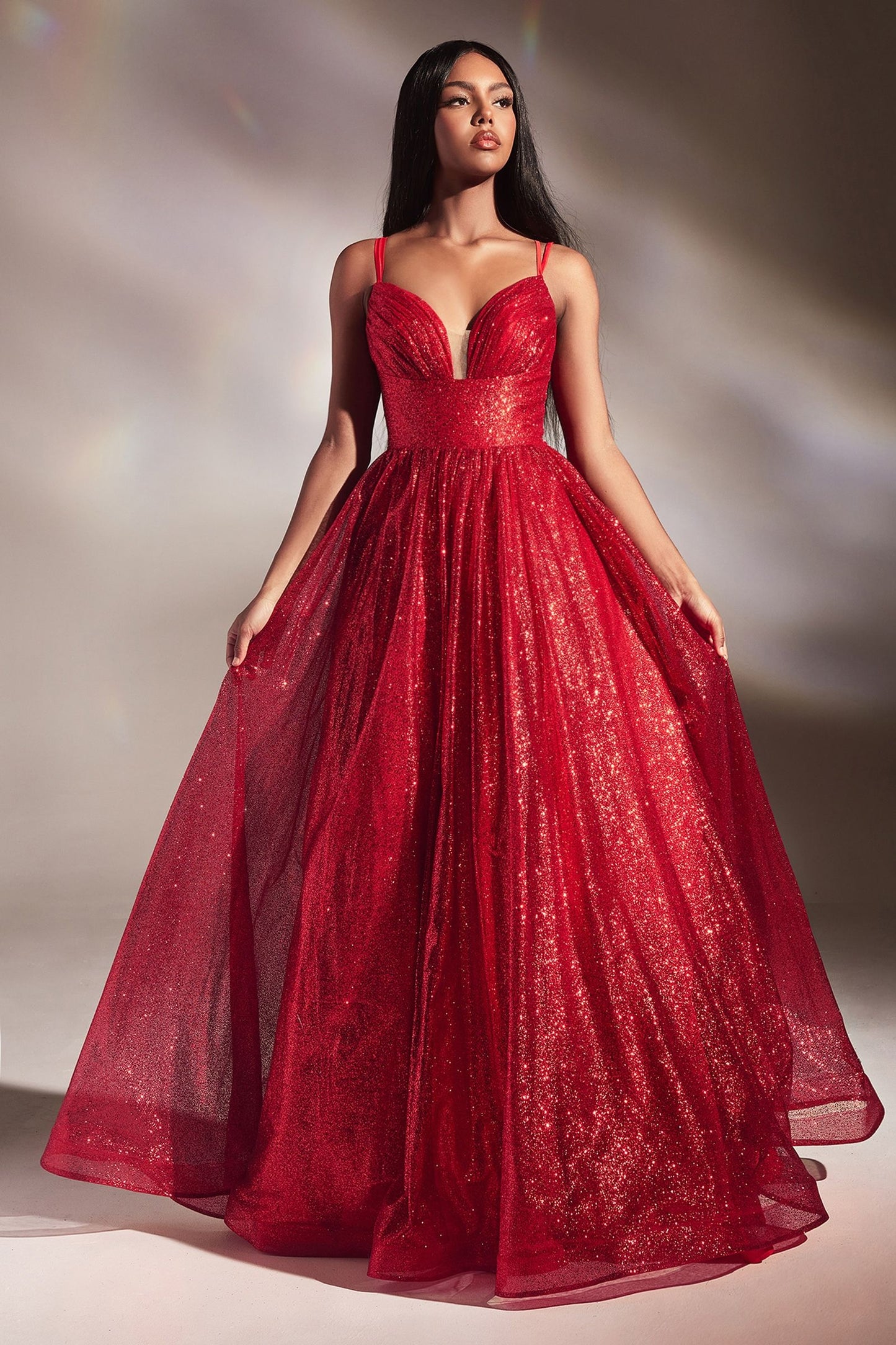 Layered Glitter Ball Gown