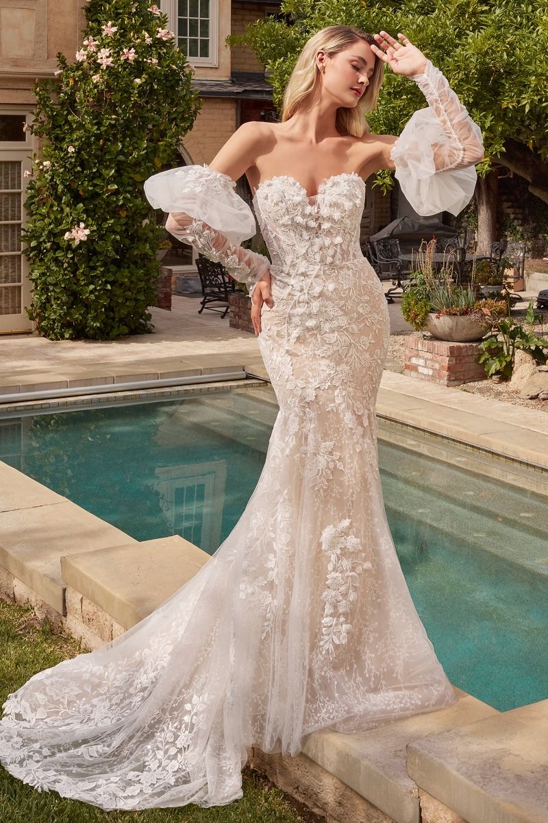 Lace Mermaid Bridal Gown With Removable Sleeves