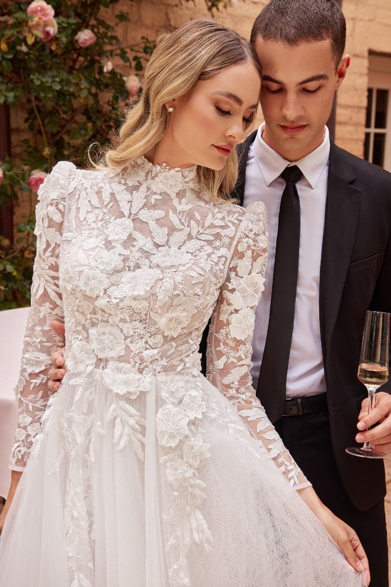 Long Sleeve Lace Wedding Ball Gown