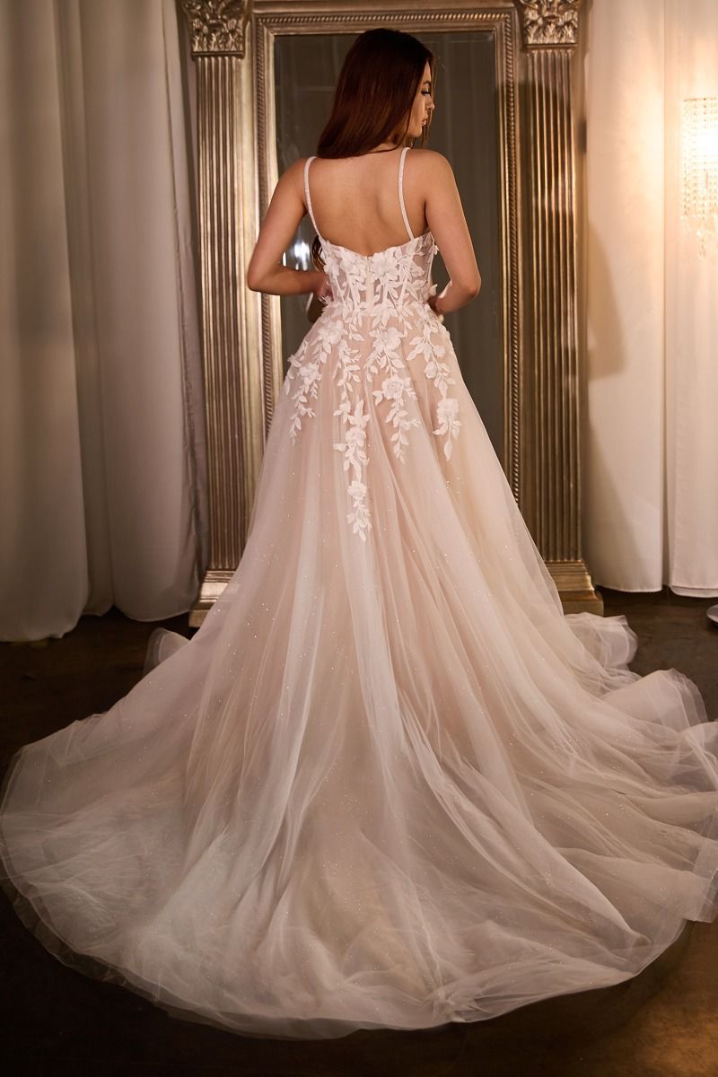 Lace A-Line Wedding Gown With Layered Tulle Skirt