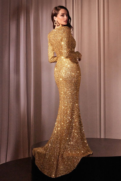 Long Sleeve Sequin Fitted Dress