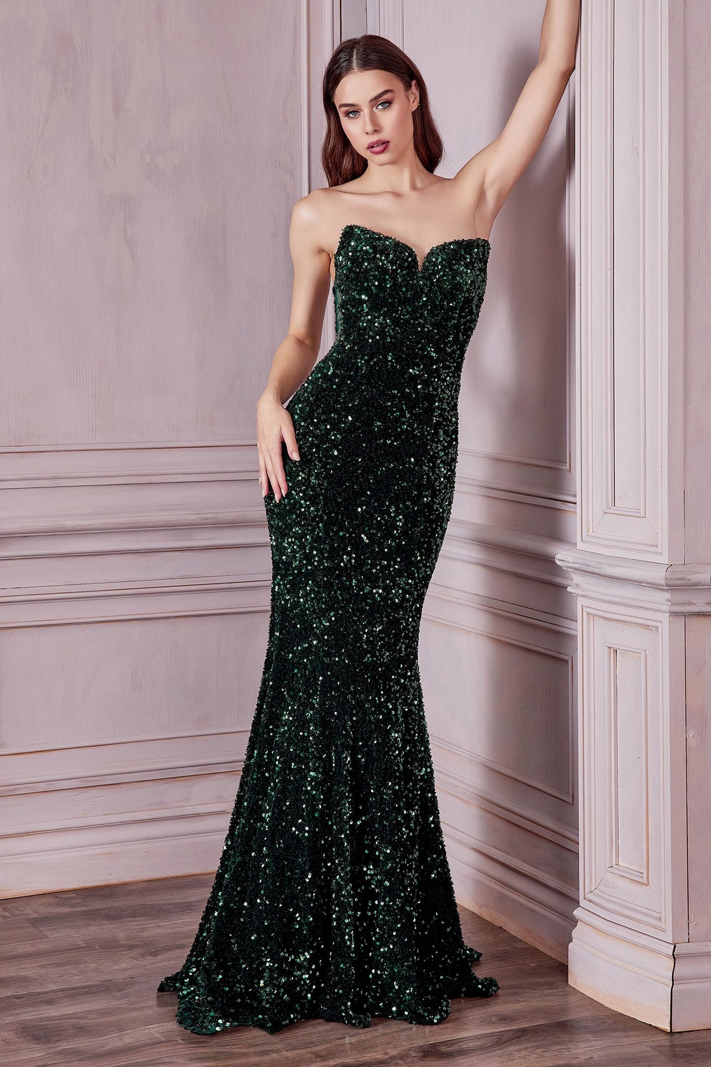 Strapless Sequin Gown