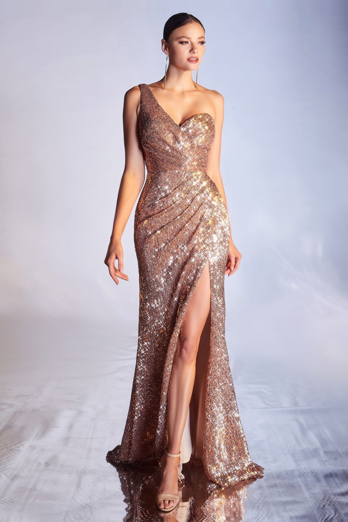 One Shoulder Sequin Gown