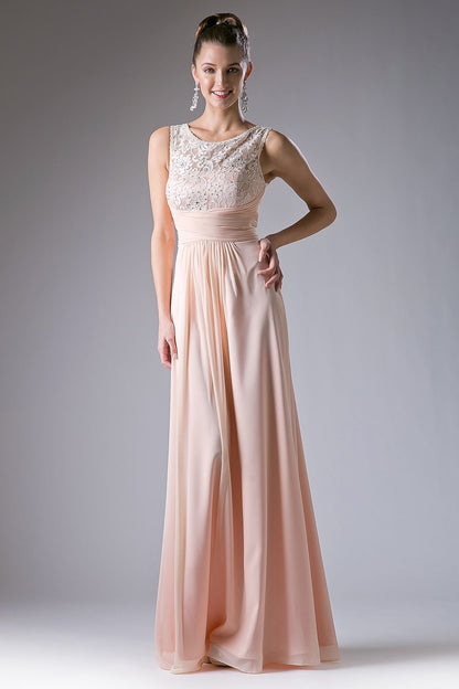 Mermaid cut dress with round neckline and illusion back