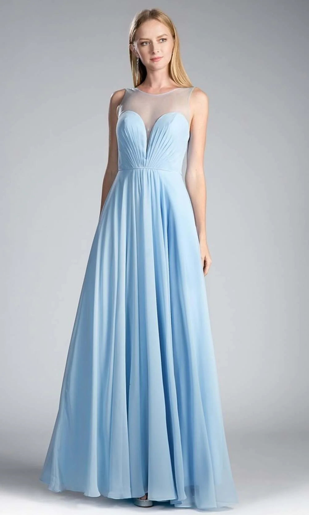 A-Line Chiffon Dress with Illusion Neckline