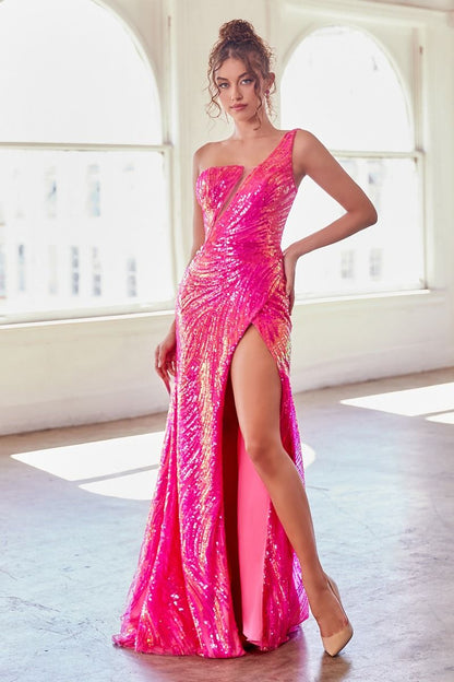 One Shoulder Sequin Gown