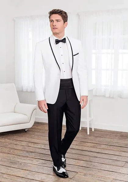 "Xavier" White Tuxedo Jacket