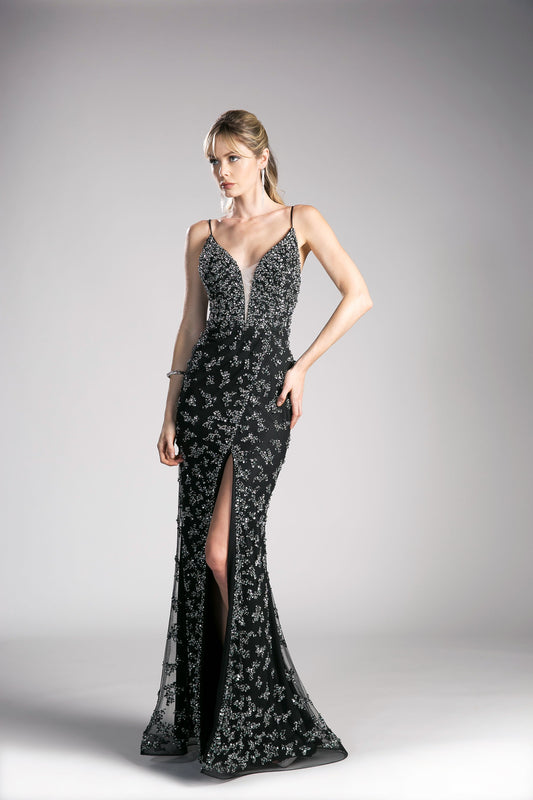 Beaded Novelty Sheath Gown