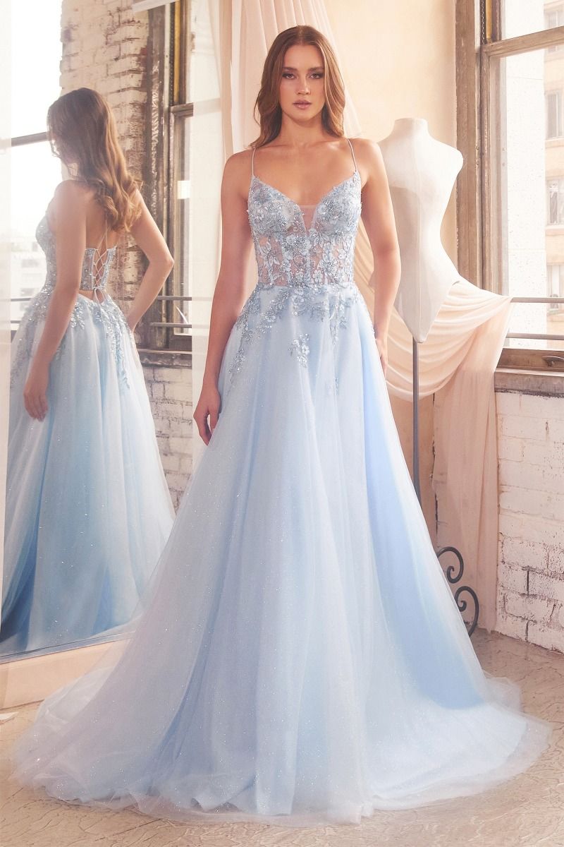 A-Line Embellished Tulle Gown