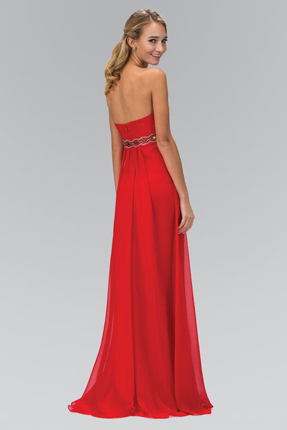 Spaghetti Straps Floor Length Dress Accented with Jewel