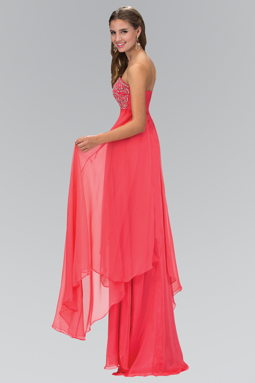 Empire Strapless Sweetheart Chiffon Floor Length Dress with Beaded Bodice