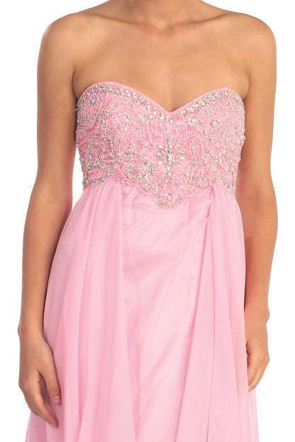 Empire Strapless Sweetheart Chiffon Floor Length Dress with Beaded Bodice