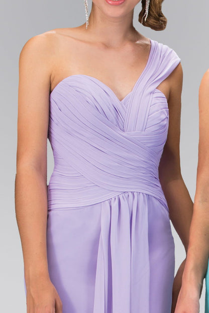 One Shoulder Ruched Long Dress with Sweetheart Neckline