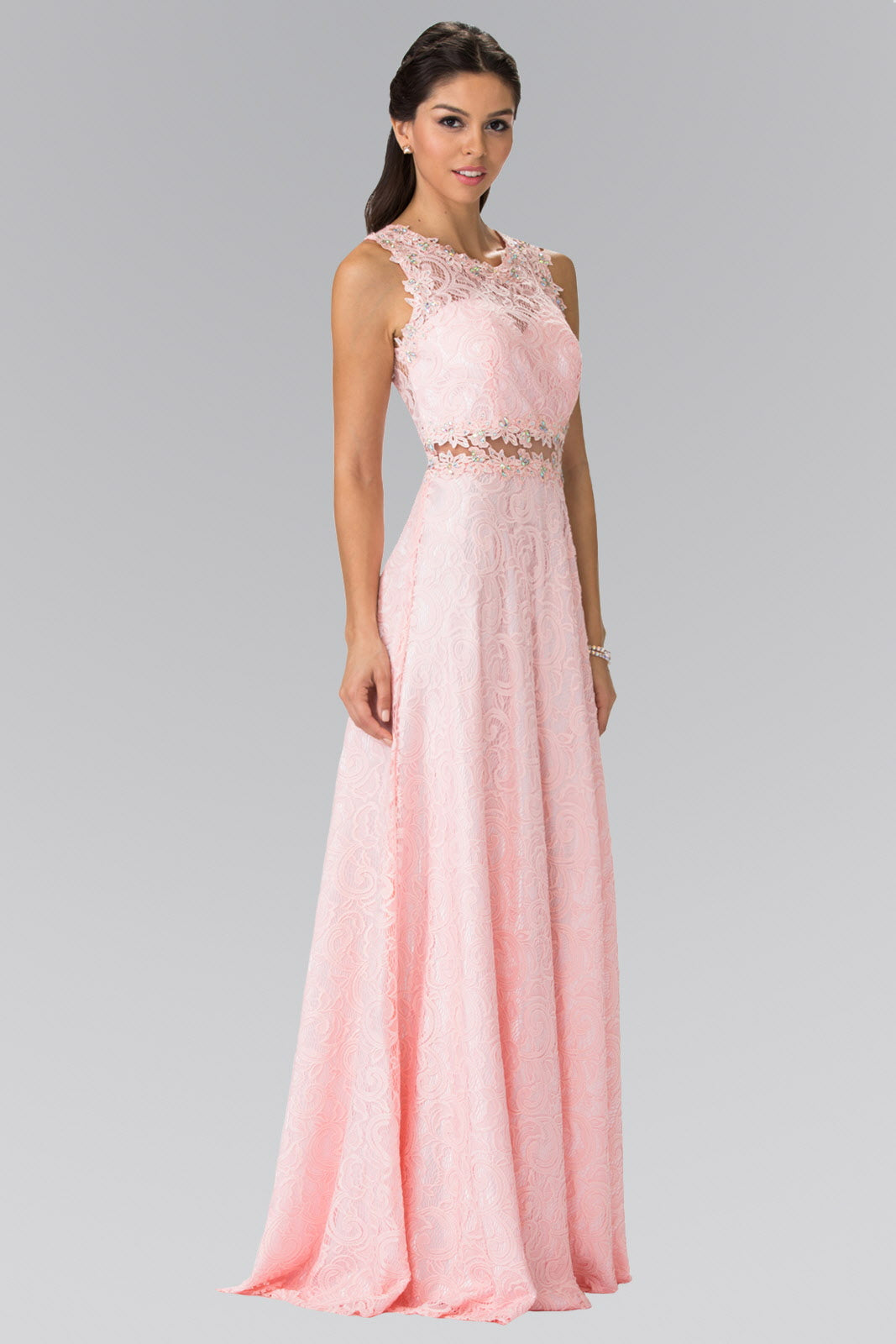 Floor Length Sleeveless Lace Dress