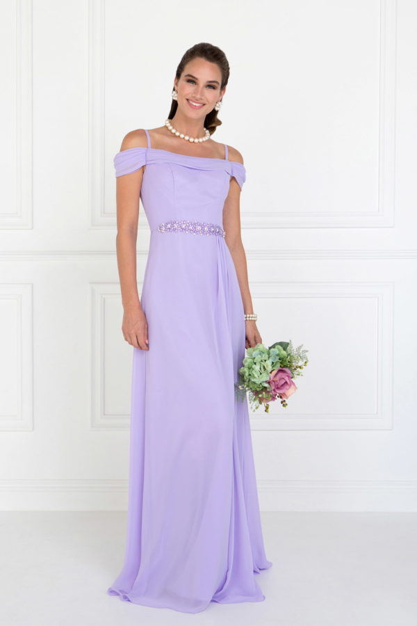 Chiffon Ruched A-Line Long Dress