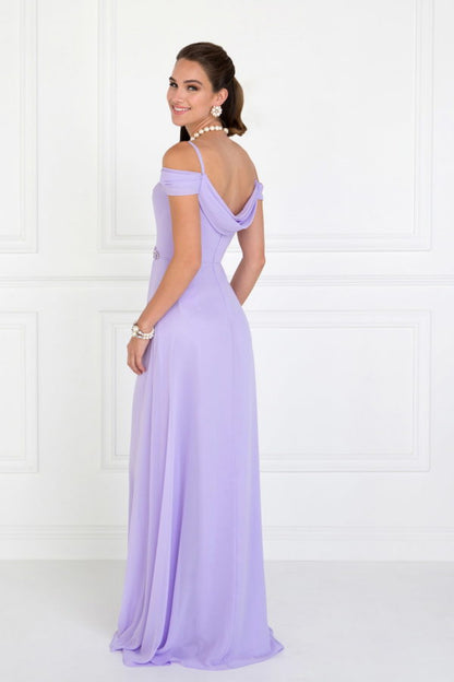 Chiffon Ruched A-Line Long Dress