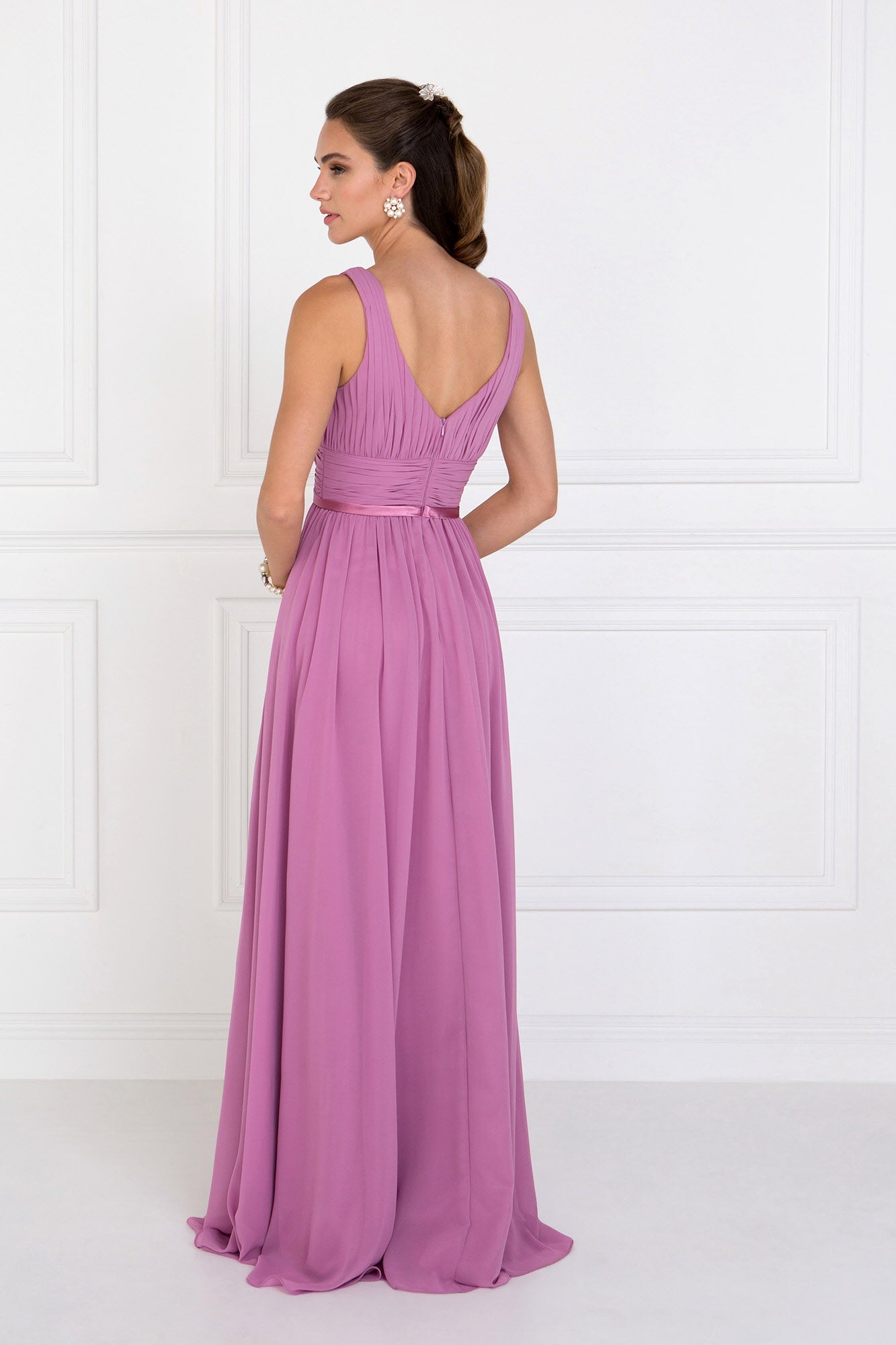 Chiffon Wide V-Neck A-Line Long Dress