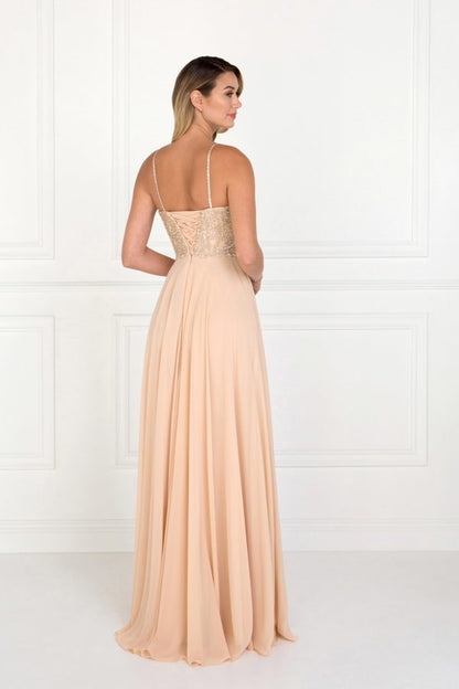 Chiffon Sweetheart A-Ling Long Dress with Jewels Embellished