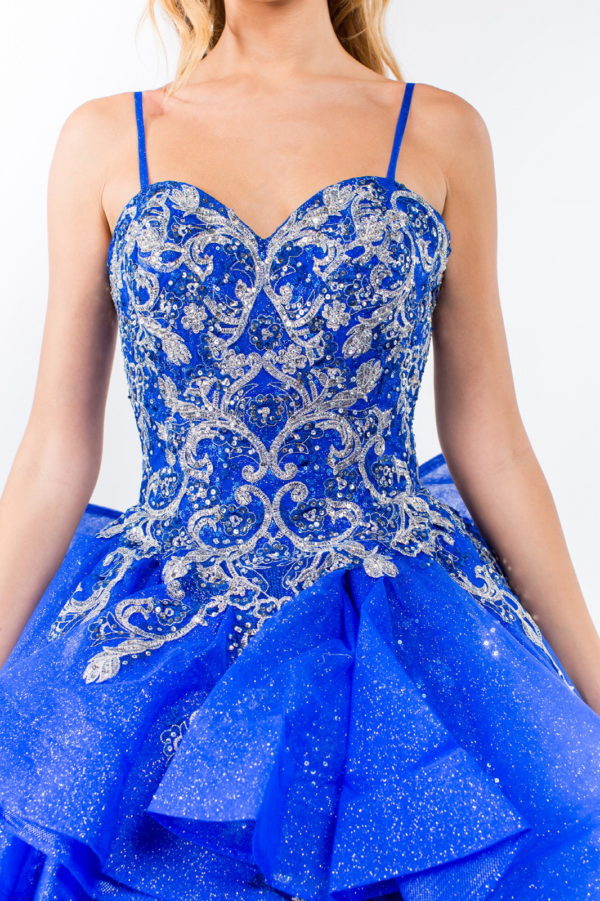 Sequin & Embroidery Embellished Bodice Glitter Mesh Quinceanera Dress