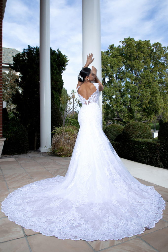 Illusion V-Neck Embroidery Mermaid Tail Wedding Gown