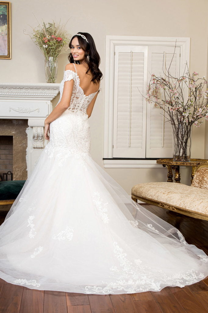 Sweethearted Embroidered Mesh Mermaid Wedding Gown w/ Tail