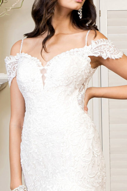 Sweethearted Embroidered Mesh Mermaid Wedding Gown w/ Tail