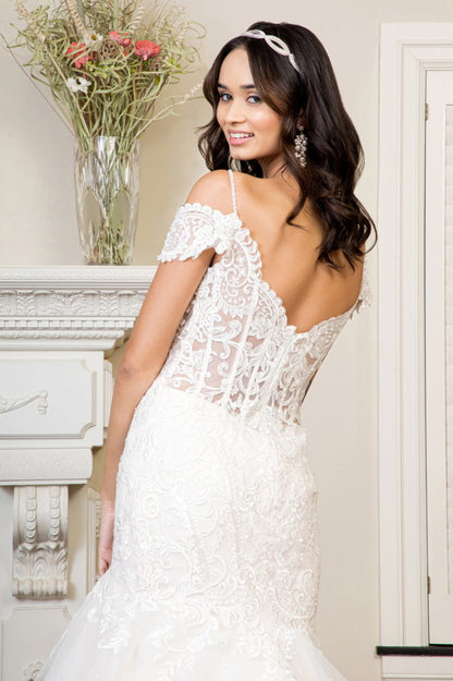 Sweethearted Embroidered Mesh Mermaid Wedding Gown w/ Tail