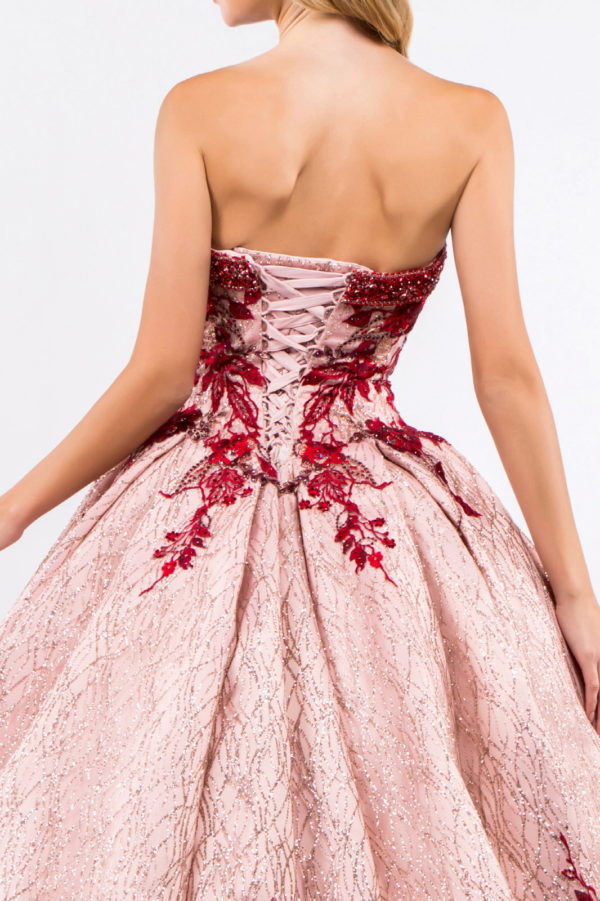 Beads Embellished Neckline Full Glitter Mesh Quinceanera Dress