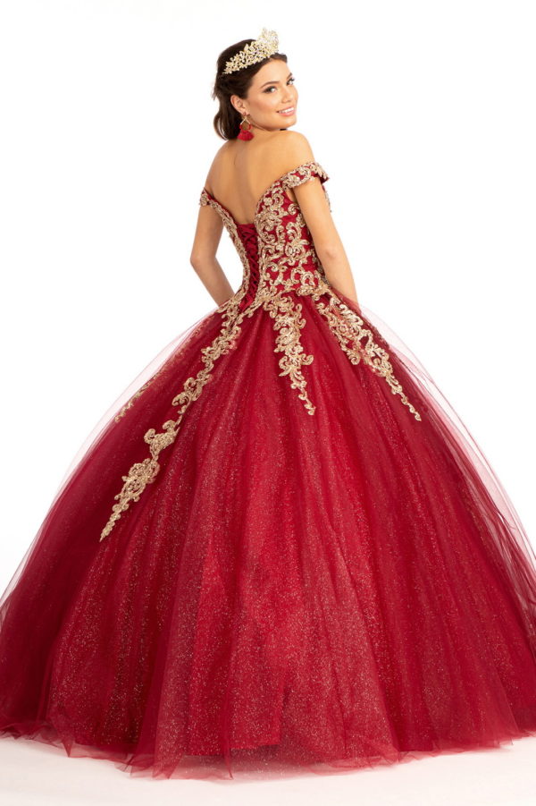 Embroider Embellished Sweetheart Glitter Mesh Quinceanera Dress